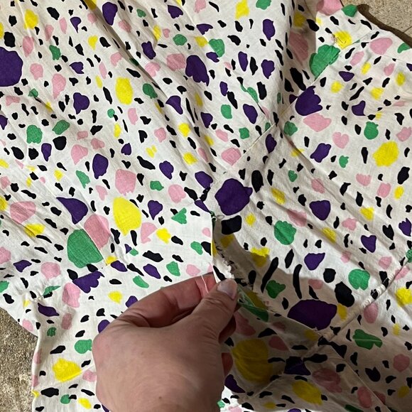 Amazing 1950s Vintage Abstract Print Shirt Dress Short Sleeved Button-up - Picture 4 of 4